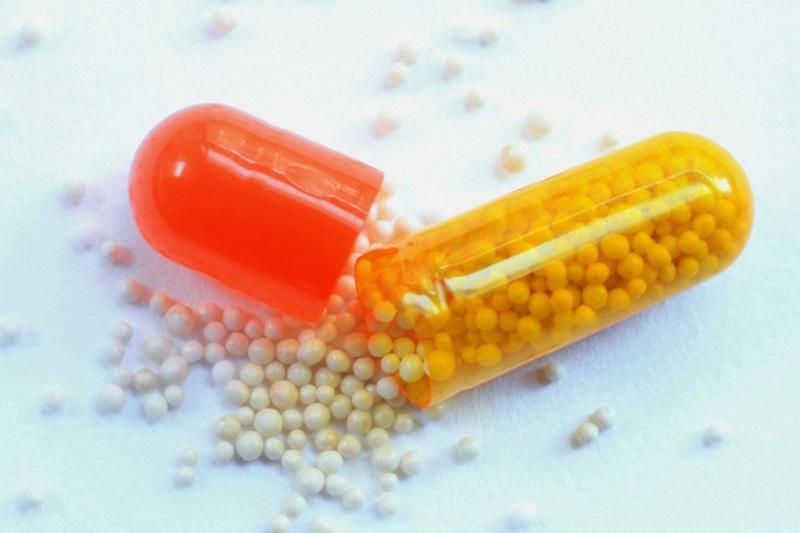 Open capsule showing pellet formulation